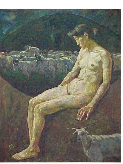 Nude Chineese Woman with Sheep