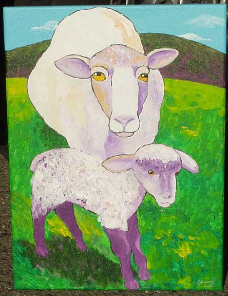 Original Sheep Lamb Fun Art Painting