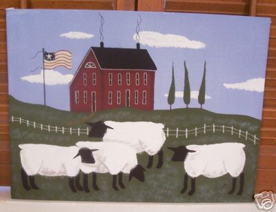 Painting Huge Sheep Saltbox Flag