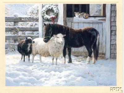 Pony with Ewe and Lamb and Cat