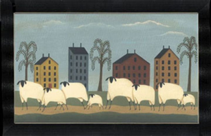 Primitive 4 Houses 8 Sheep