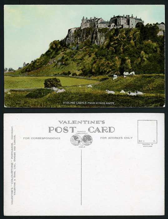 Scotland Old Postcard Stirling Castle Kings Knot Sheep