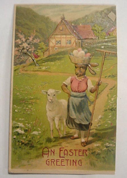 Sheep and Easter Rabbit with Egg Hat