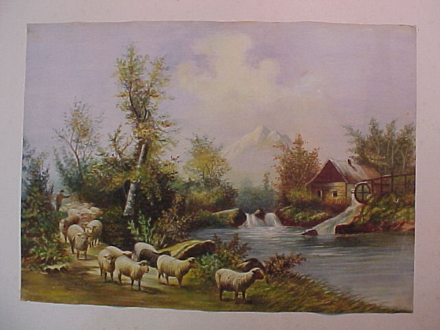 Sheep and Shepherd By Old Mill