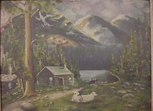 Sheep By a Cabin