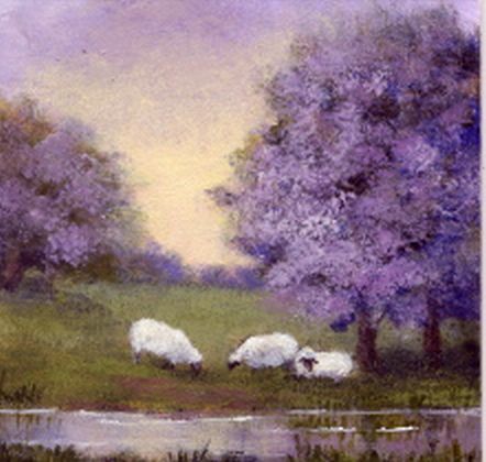 Sheep By the Stream