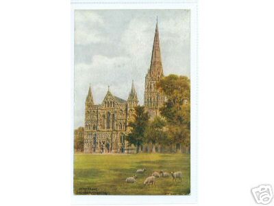 Sheep Graze at Salisbury Cathedral