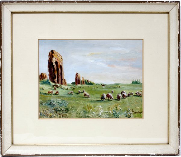 Sheep Grazeing By Ruins