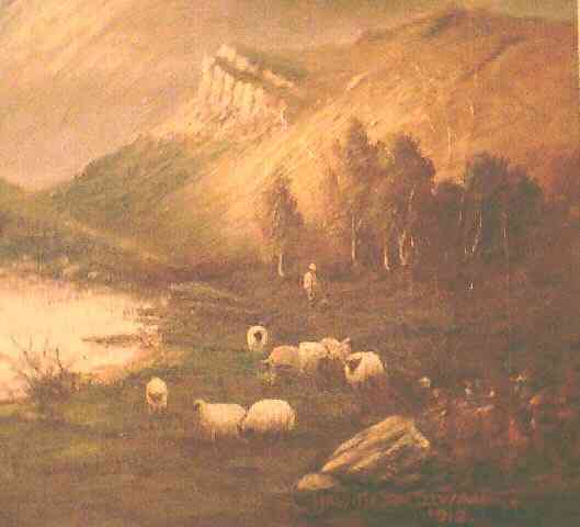 Sheep in a Mountainous Landscape