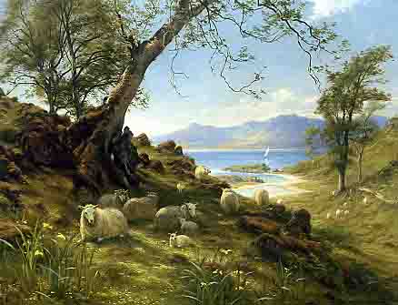 Sheep in a Springtime Landscape Farquharson