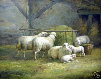 Sheep in Barn Scene