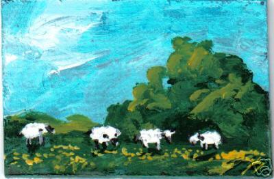 Sheep in Dandelions Miniature