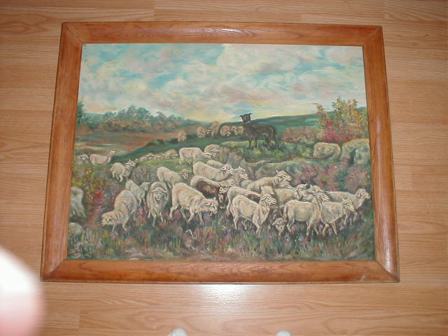Sheep in Field with Dog
