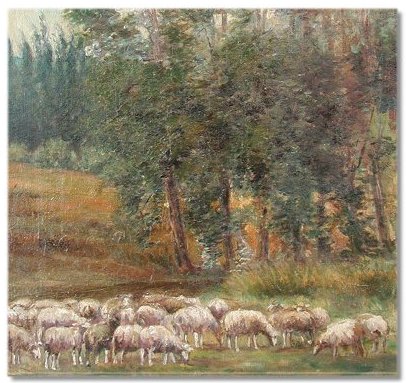 Sheep in Pasture Eating