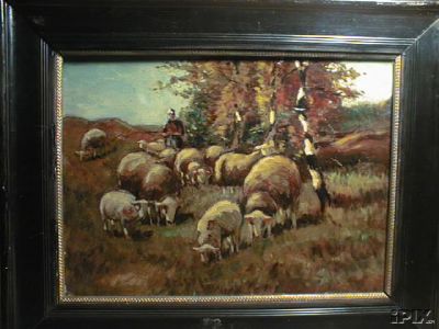 Sheep on a Hillside in Fall
