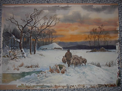 Sheep on a Winter Evening