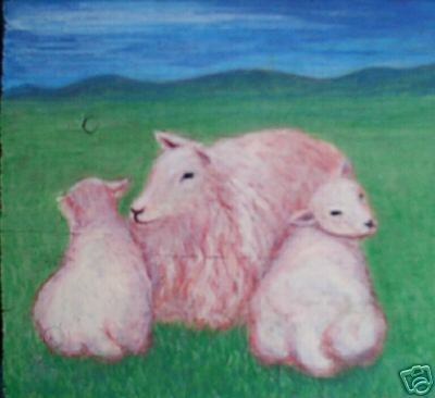 Sheep Painting Lamb Landscape