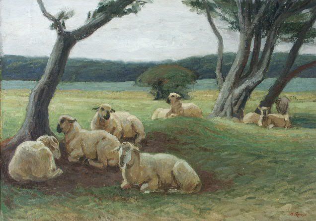 Sheep Under Trees