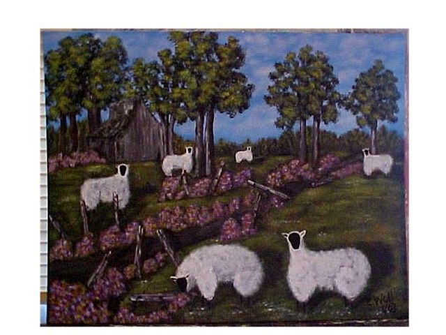 Sheep with Flowers