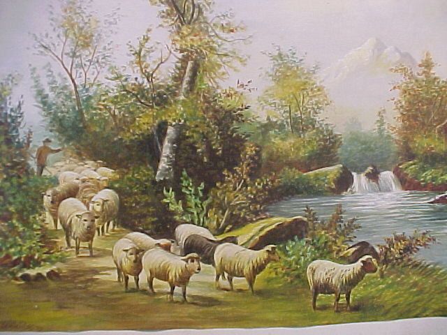 Sheep with Keeper Near Water