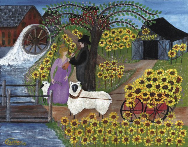 Sheep with Lovers and Sunflowers