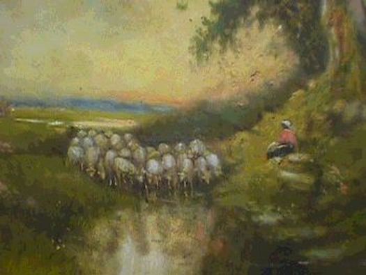 Sheep with Shepherd to Water