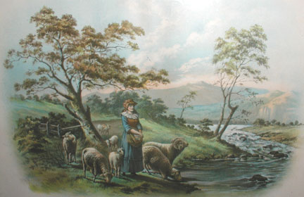 Sheep with Shepherdess Girl