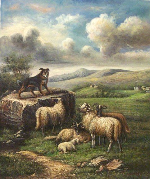 Sheep with Their Dog