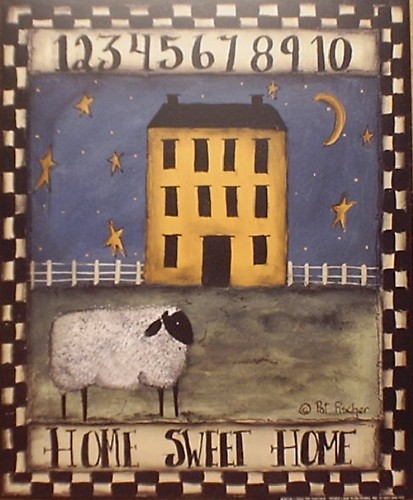 Sheep Moonlight Night Primative