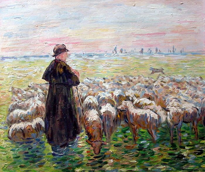 Shepherd and Sheep Impression
