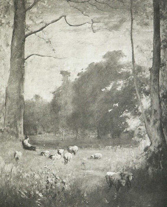 Shepherd and Sheep in a Woodland Glade