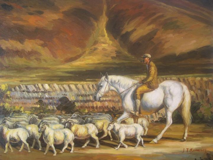 Shepherd on Horse with Sheep1