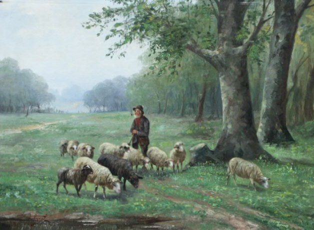 Shepherd with 11 Sheep