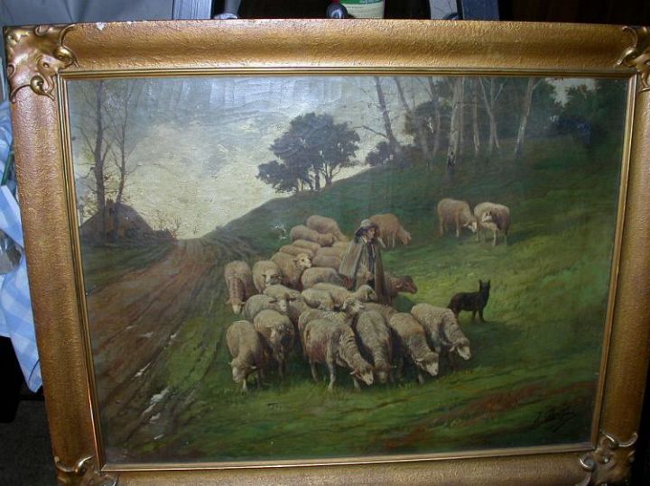 Shepherd with Dog and Sheep in Summer