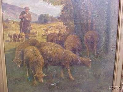 Shepherd with Grazing Sheep