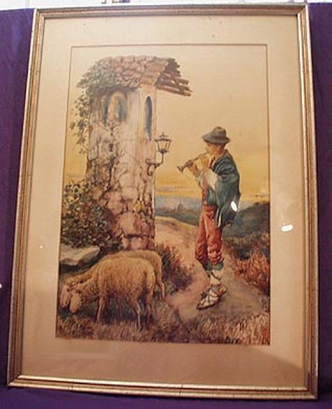 Shepherd with Sheep and Flute
