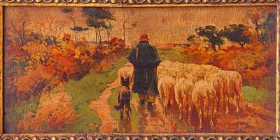 Shepherd with Sheep on the Moor