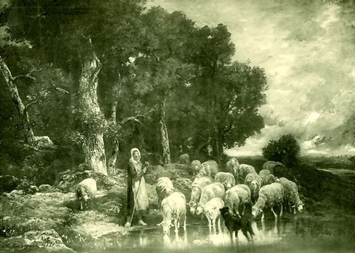 Shepherdess and Sheep in the Falll