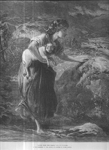 Shepherdess Carries Lamb