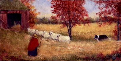 Shepherdess with BC and Sheep