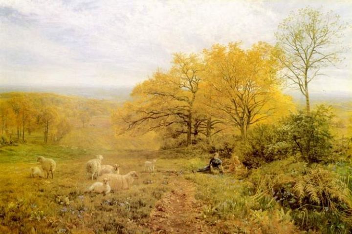 Shepherdess with Child and Sheep