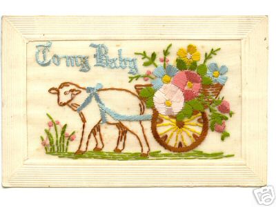 Silk Embroidered Baby Sheep Card