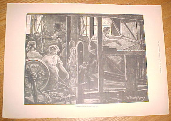 Spinning Weaving Wood Engraving