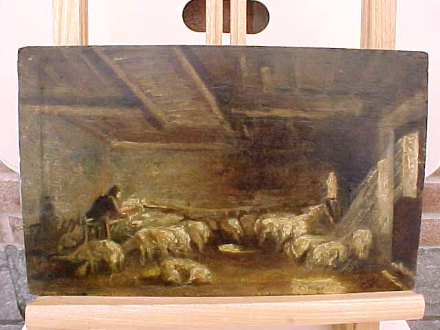 Stable Interior with Shepherd and Sheep