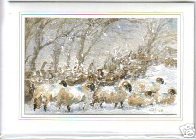 Swaledale Sheep Winter Watercolour