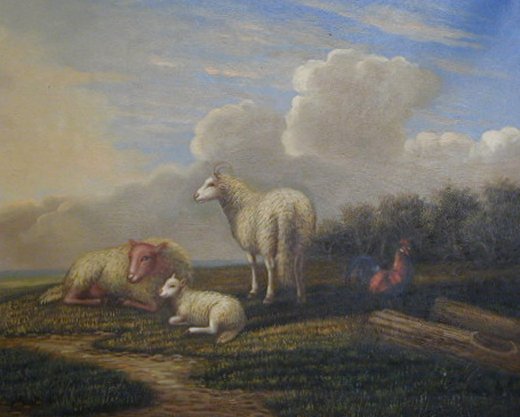 Tunis Ewe with Ewe Lamb and Lamb