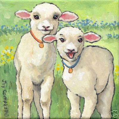 Two Lambs Sheep Posy and Petunia