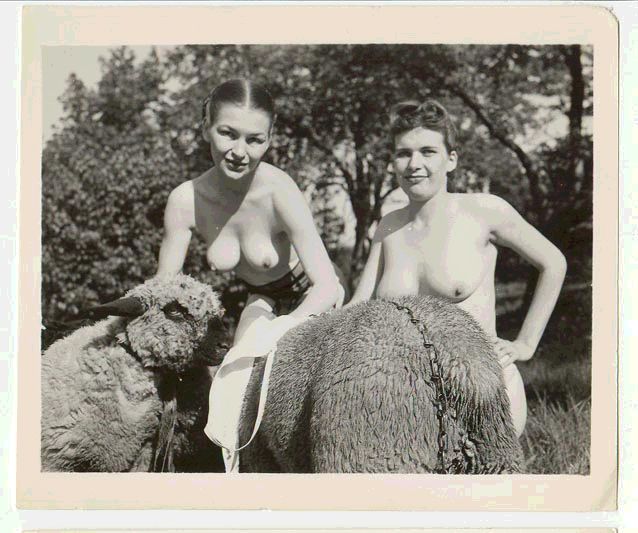 Two Naked Women with Two Sheep