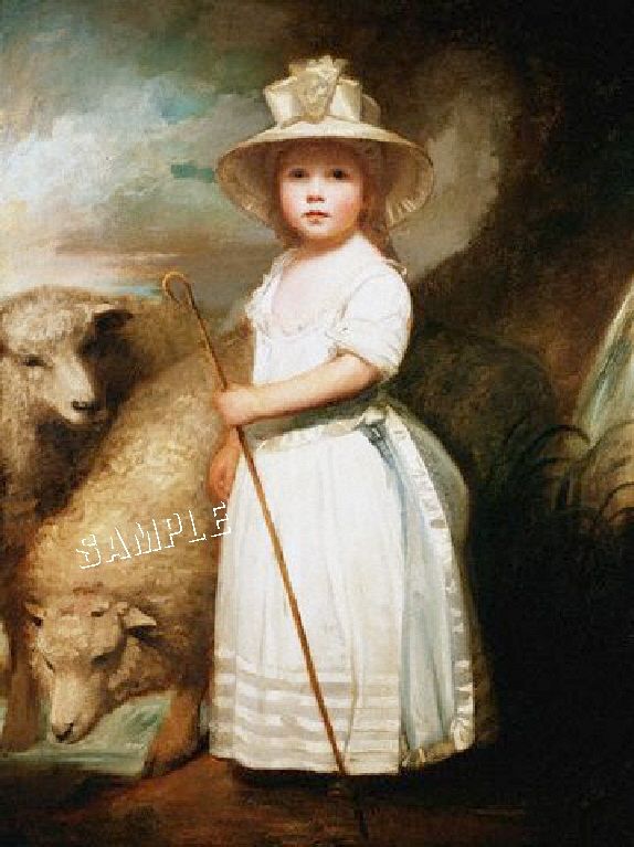 Victorian Shepherdess Child and Sheep