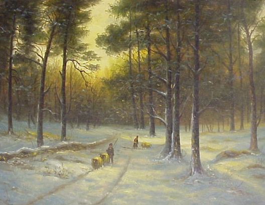 Walking Their Sheep in Winter